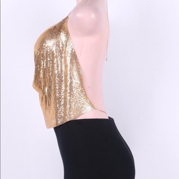 Backless Sequined Top Gold - Picture 2 of 3